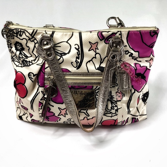 Coach Handbags - Coach Poppy Floral Tote Bag Poppies Pink Purple Fuchia